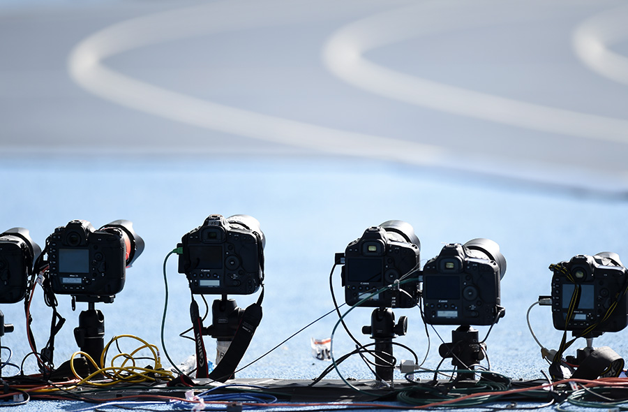 Câmeras remotas posicionadas na pista do Engenhão, Rio de Janeiro (RJ)